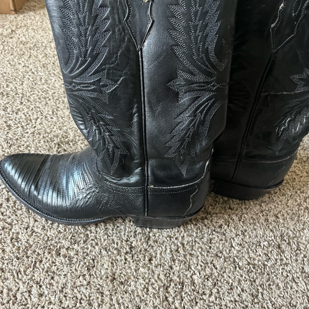 Lucchese Exotic Lizard Black Boots - 9D (or 8.5)